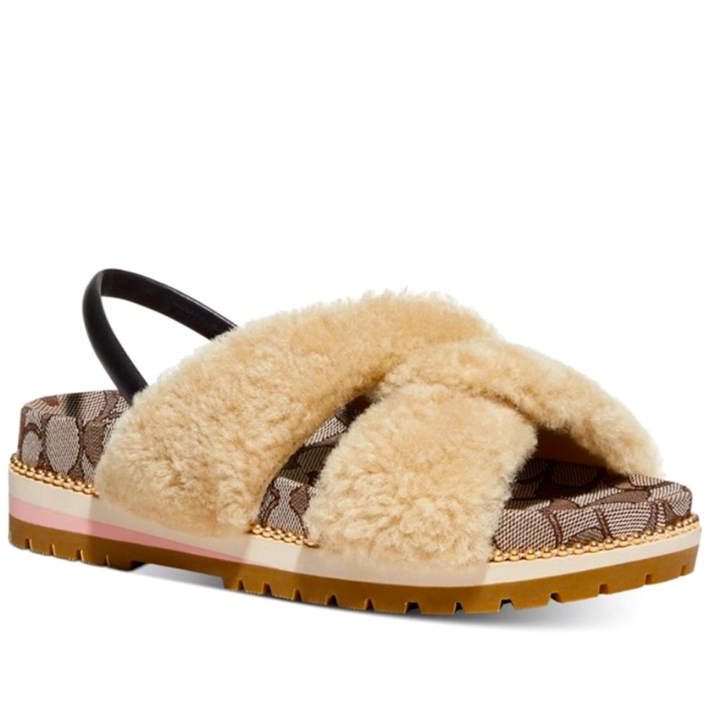 Coach shearling slingback sandals